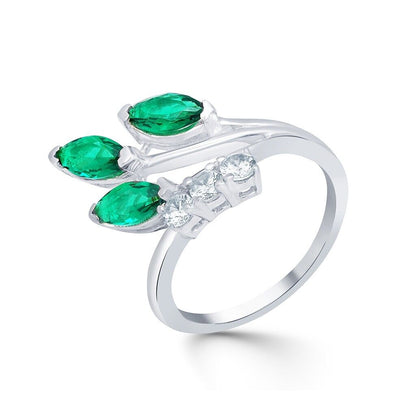 3.10Ct Green Marquise Cut Three Stone Ring | Anniversary Gift Ring | Surprise Gift Ring For Women