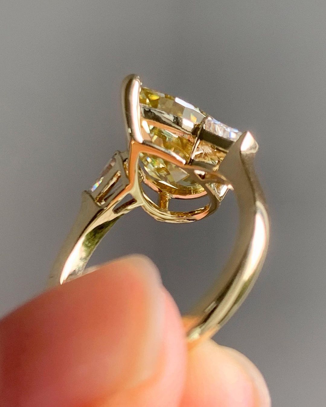 2.88Ct Yellow Pear Cut Solitaire Ring | Engagement Ring For Her | Delicate Ring | Women Jewelry