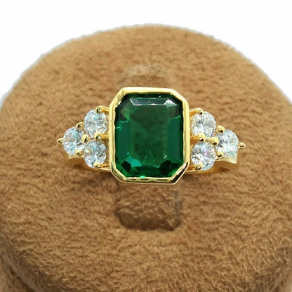 2.80Ct Green Emerald Cut Bezel Ring | Wedding Ring For Bridal | Surprise Gift Ring For Women