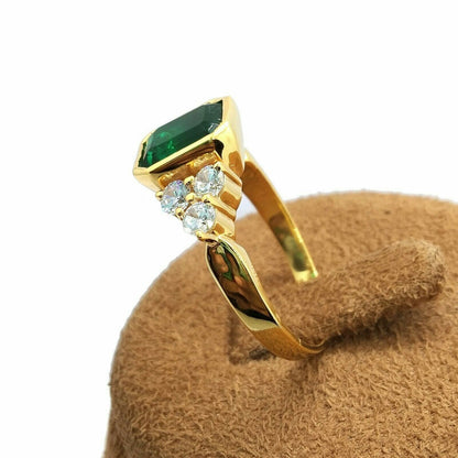 2.80Ct Green Emerald Cut Bezel Ring | Wedding Ring For Bridal | Surprise Gift Ring For Women