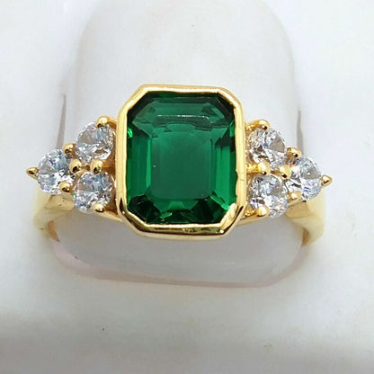 2.80Ct Green Emerald Cut Bezel Ring | Wedding Ring For Bridal | Surprise Gift Ring For Women