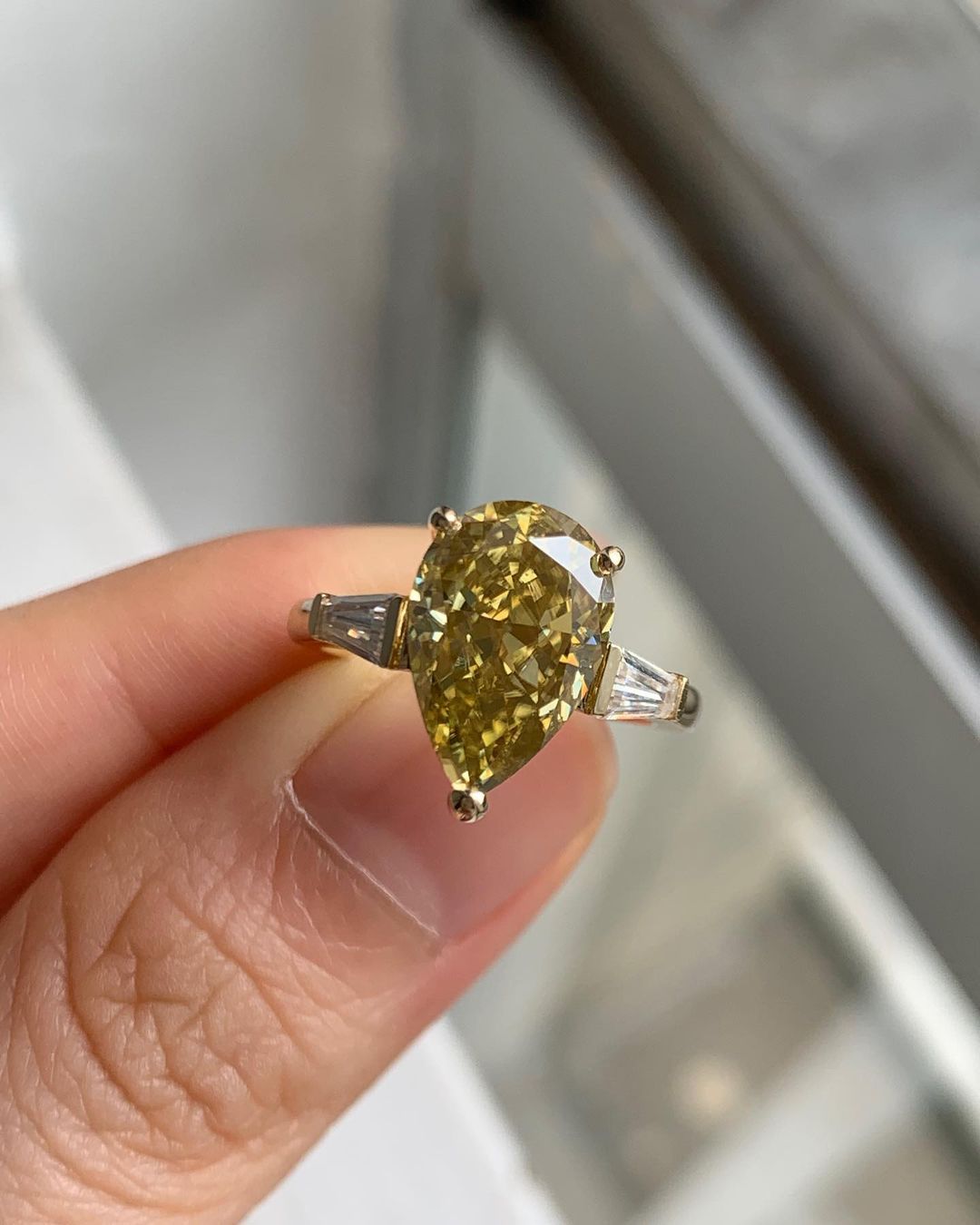 2.88Ct Yellow Pear Cut Solitaire Ring | Engagement Ring For Her | Delicate Ring | Women Jewelry