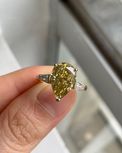 2.88Ct Yellow Pear Cut Solitaire Ring | Engagement Ring For Her | Delicate Ring | Women Jewelry