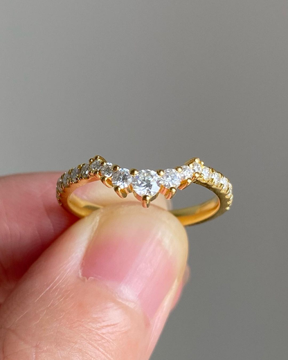 Curve Shape 2.77Ct White Round Cut Prong With Half Eternity Band Ring | Anniversary Gift Band Ring | Surprise Gift Band Ring For Wife