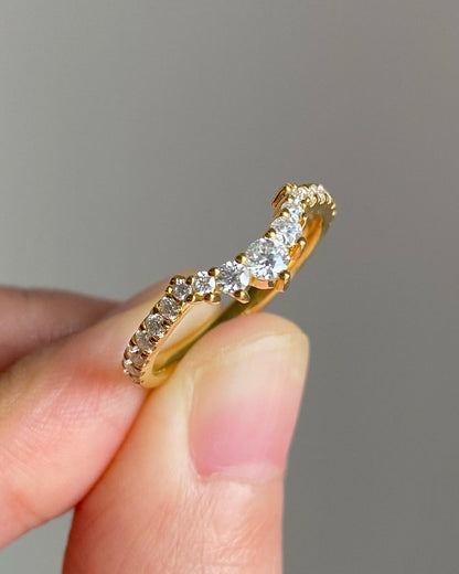 Curve Shape 2.77Ct White Round Cut Prong With Half Eternity Band Ring | Anniversary Gift Band Ring | Surprise Gift Band Ring For Wife