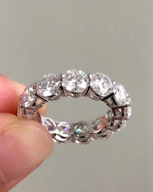 1.8Ct White Round Cut Prong Band | Wedding Promise Band | Fashion Jewelry | Elegant Band