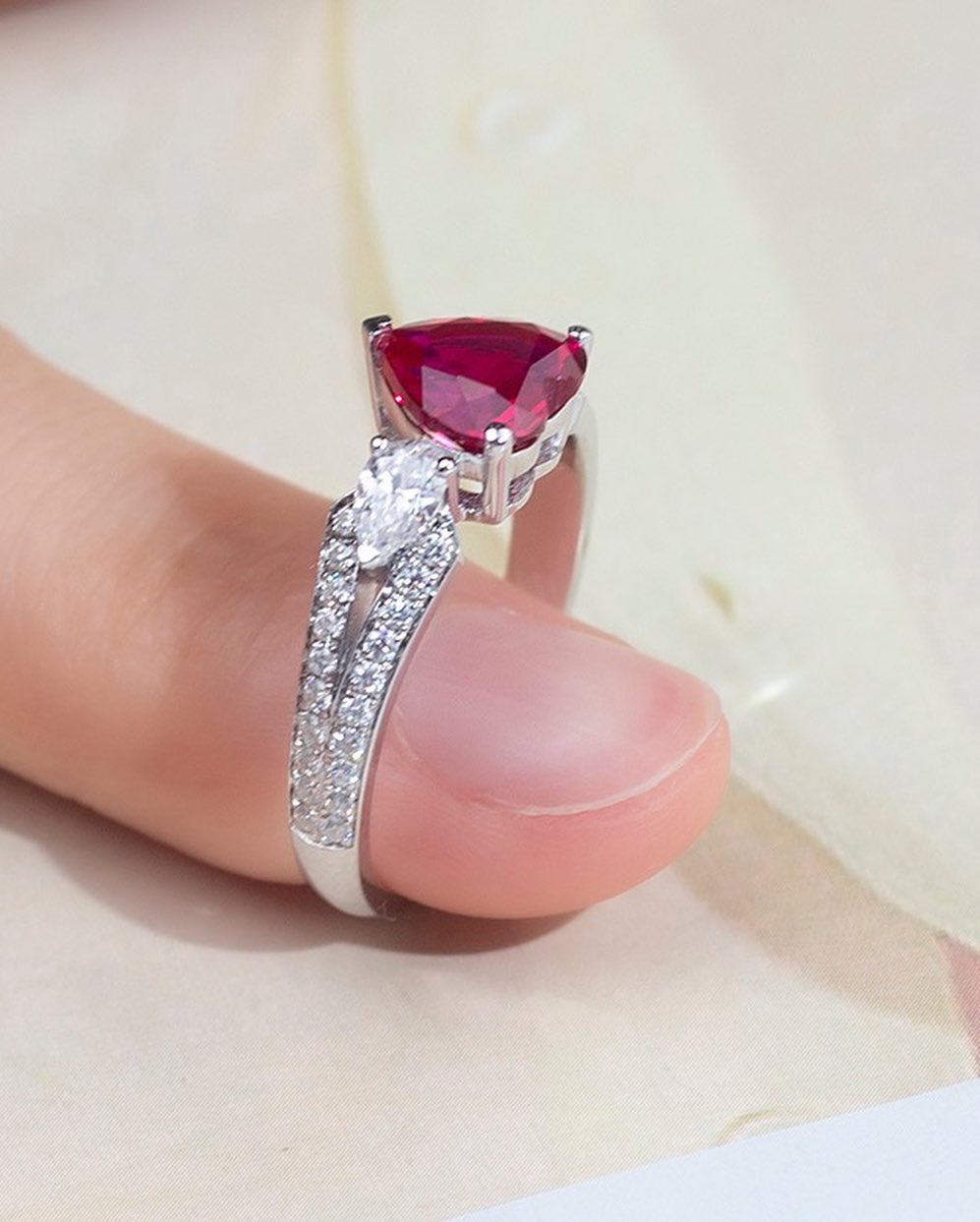 2.4Ct Red Heart Cut Solitaire Ring | Engagement Proposal Ring | Valentine's Day Ring | Forever One Ring