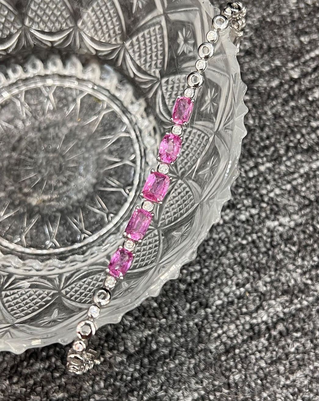 Pink Cushion Brilliant Cut Signity Diamond Solitaire Bracelet | Anniversary Gift Jewelry Bracelet For Wife | Special Occasion Bracelet For Women