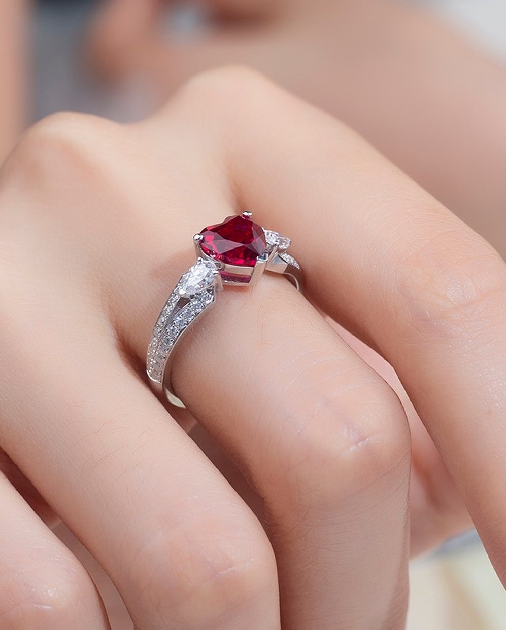 2.4Ct Red Heart Cut Solitaire Ring | Engagement Proposal Ring | Valentine's Day Ring | Forever One Ring