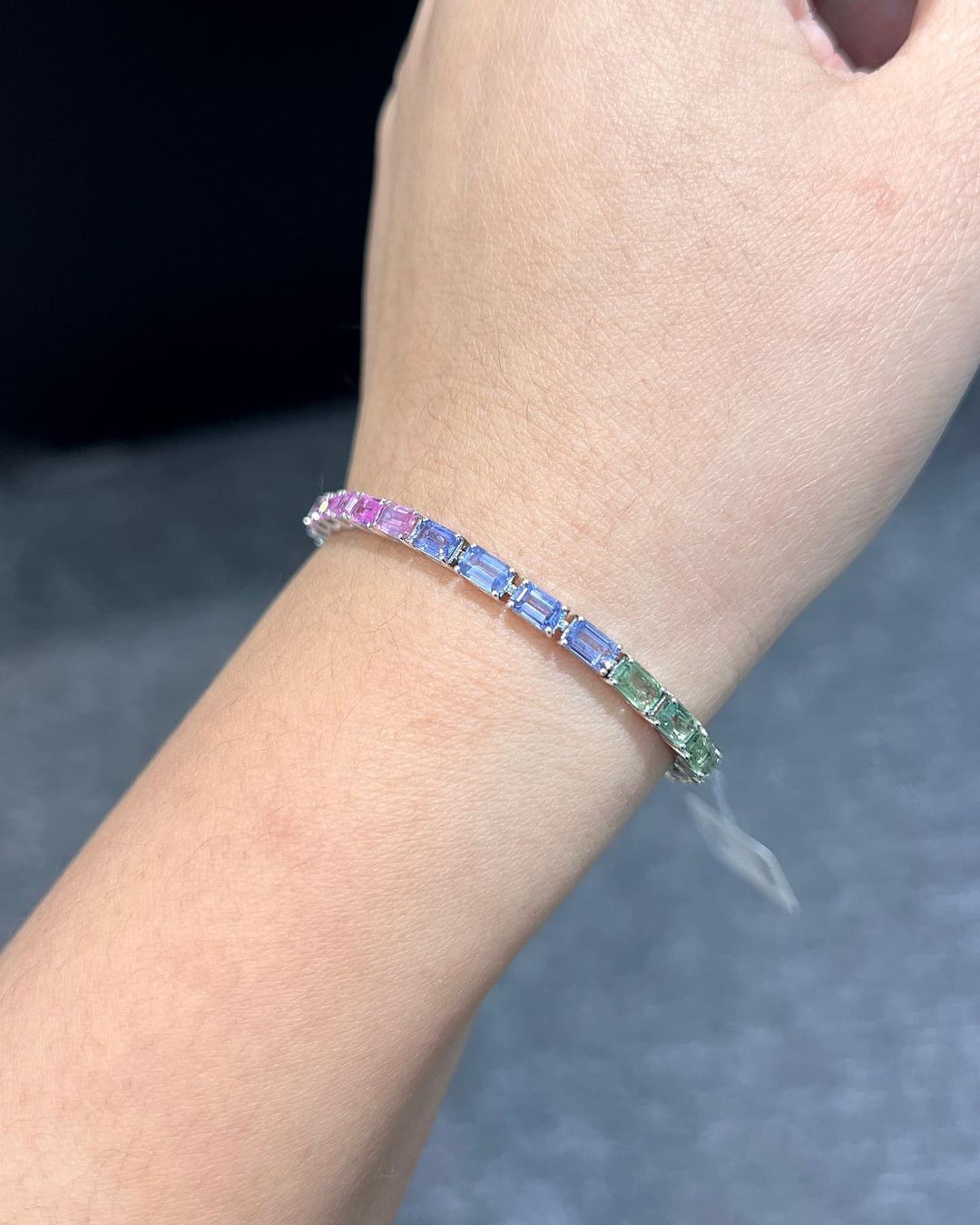 Multi Color Emerald Brilliant Cut Signity Diamond Prong Set Tennis Bracelet For Her | Fashionable Gift For Girlfriend | Bridal Jewelry Gift