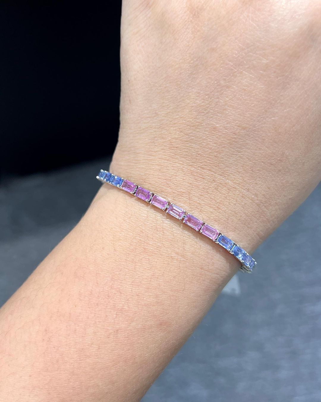 Multi Color Emerald Brilliant Cut Signity Diamond Prong Set Tennis Bracelet For Her | Fashionable Gift For Girlfriend | Bridal Jewelry Gift