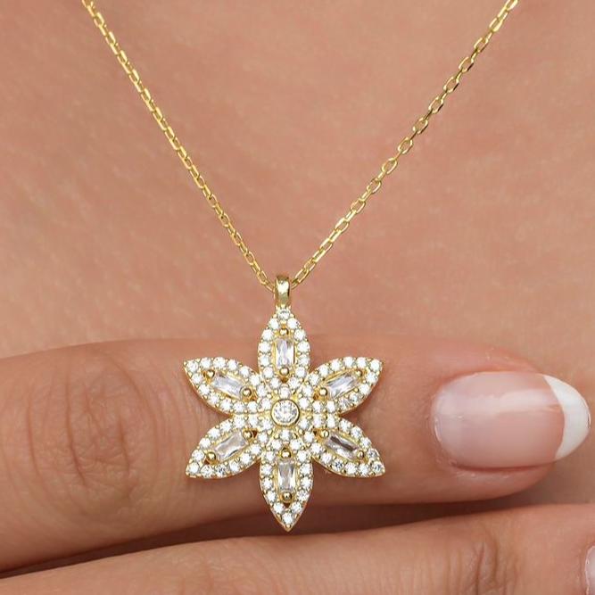 Flower Shape 2.20Ct White Round Cut Bezel Pendant | Party Wear Pendant | Gorgeous pendant For Women | Forever One Pendant