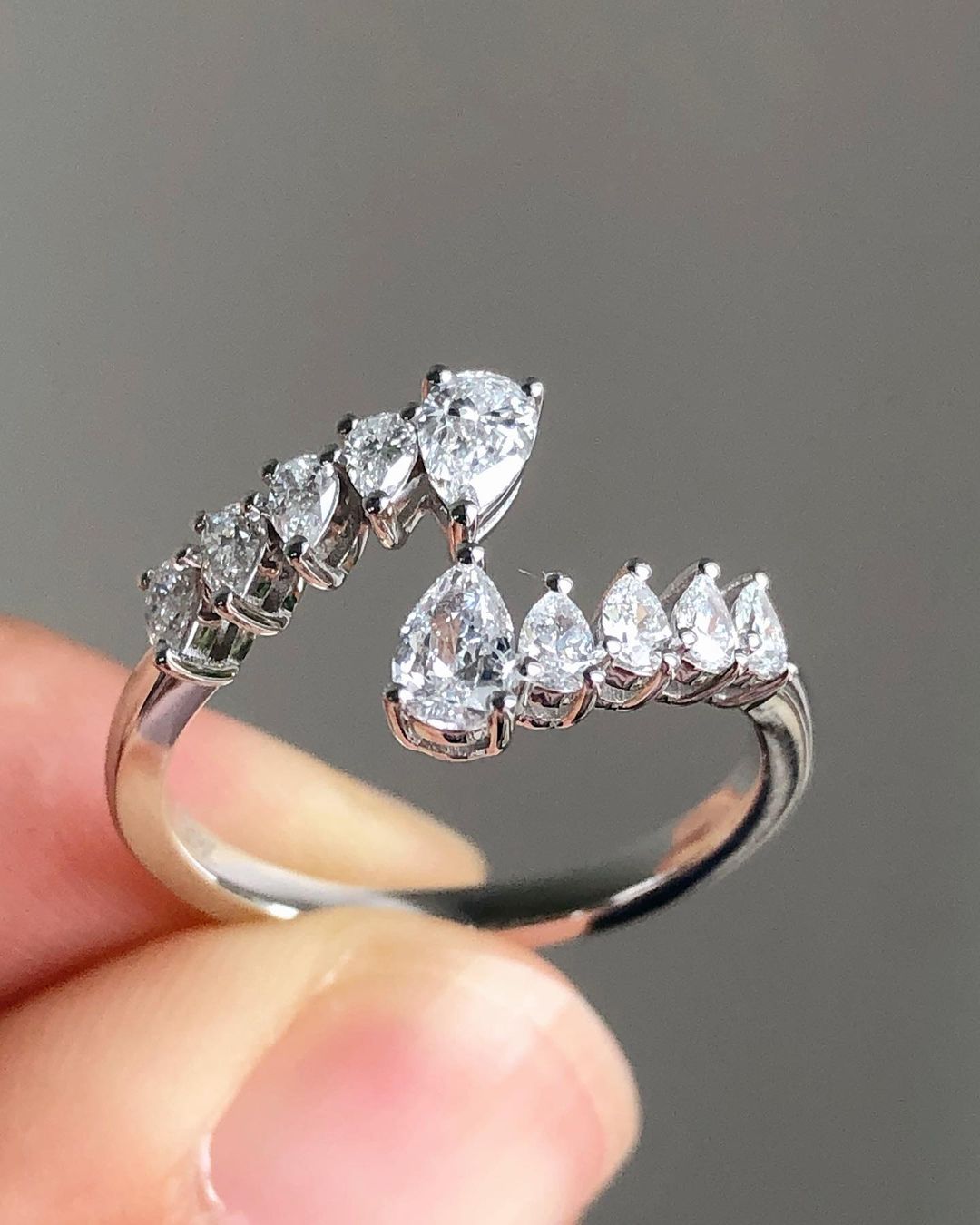 1.5Ct White Pear Cut Prong Ring | Anniversary Gift Ring | Unique Ring | Daily Wear Ring