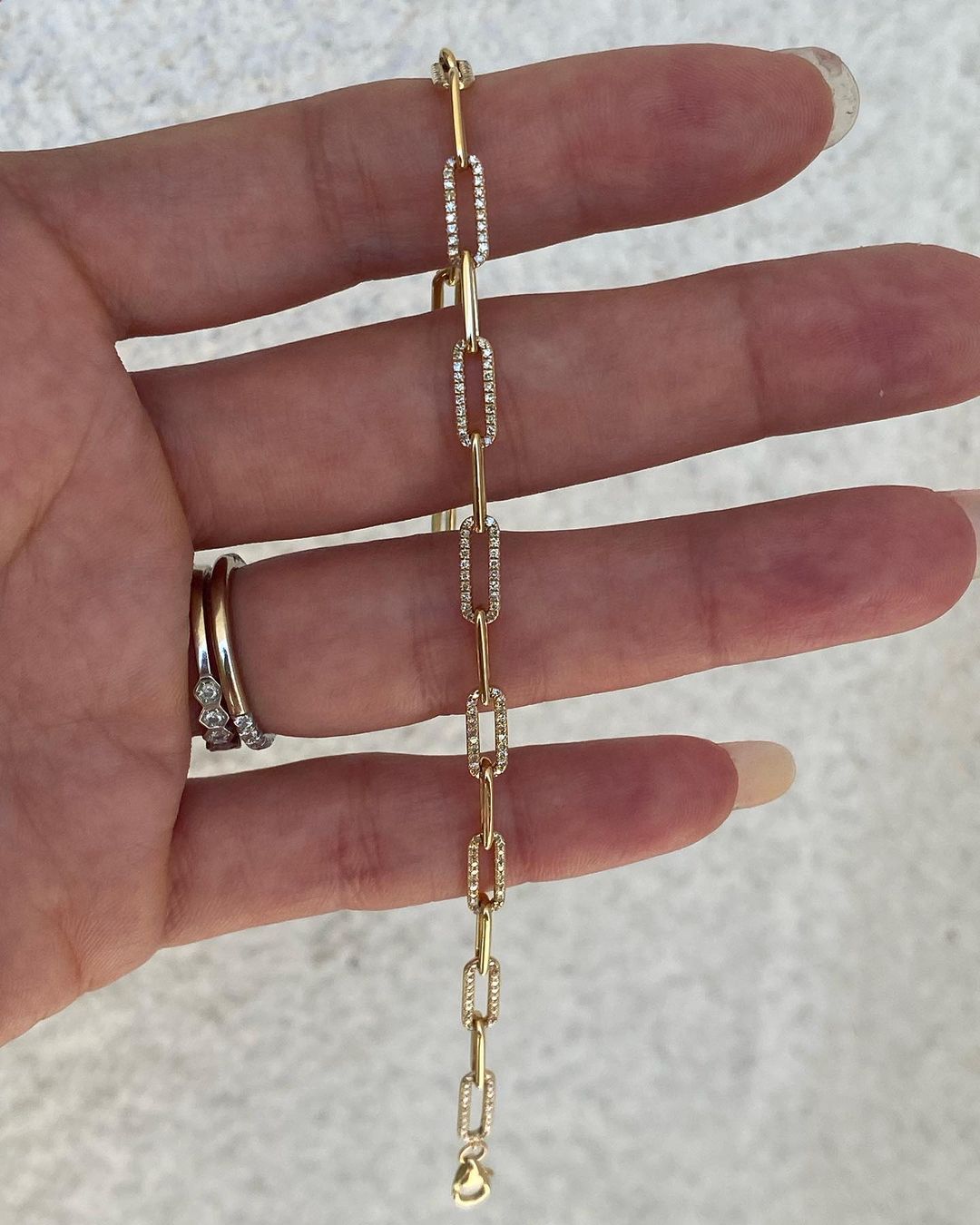 White Round Brilliant Cut Signity Diamond Prong Set Bracelet | Paper Clip Bracelet For Her | Everyday Wear Jewelry For Women