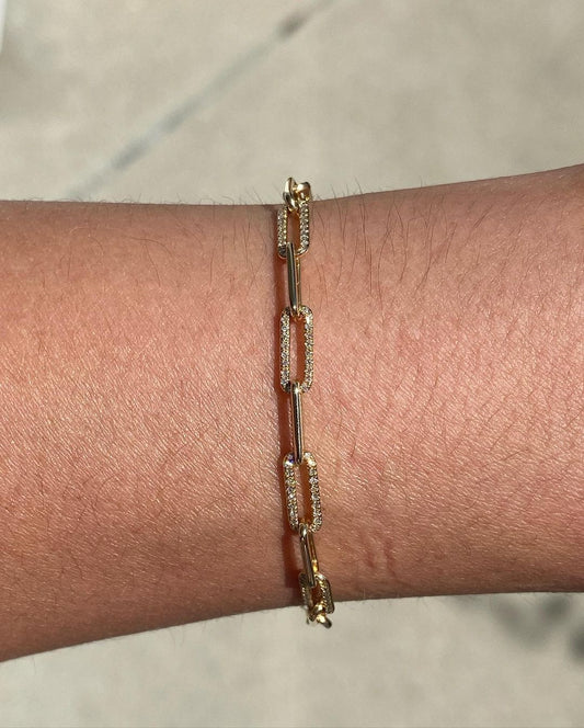 White Round Brilliant Cut Signity Diamond Prong Set Bracelet | Paper Clip Bracelet For Her | Everyday Wear Jewelry For Women