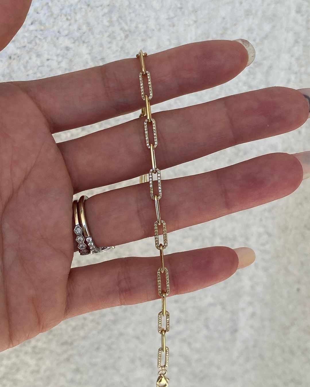 White Round Brilliant Cut Signity Diamond Prong Set Bracelet | Paper Clip Bracelet For Her | Everyday Wear Jewelry For Women