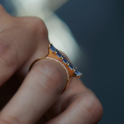 2.6Ct Blue Baguette Cut Solitaire Ring | Birthstone Bridal Ring | Fashionable Ring | Attractive Ring