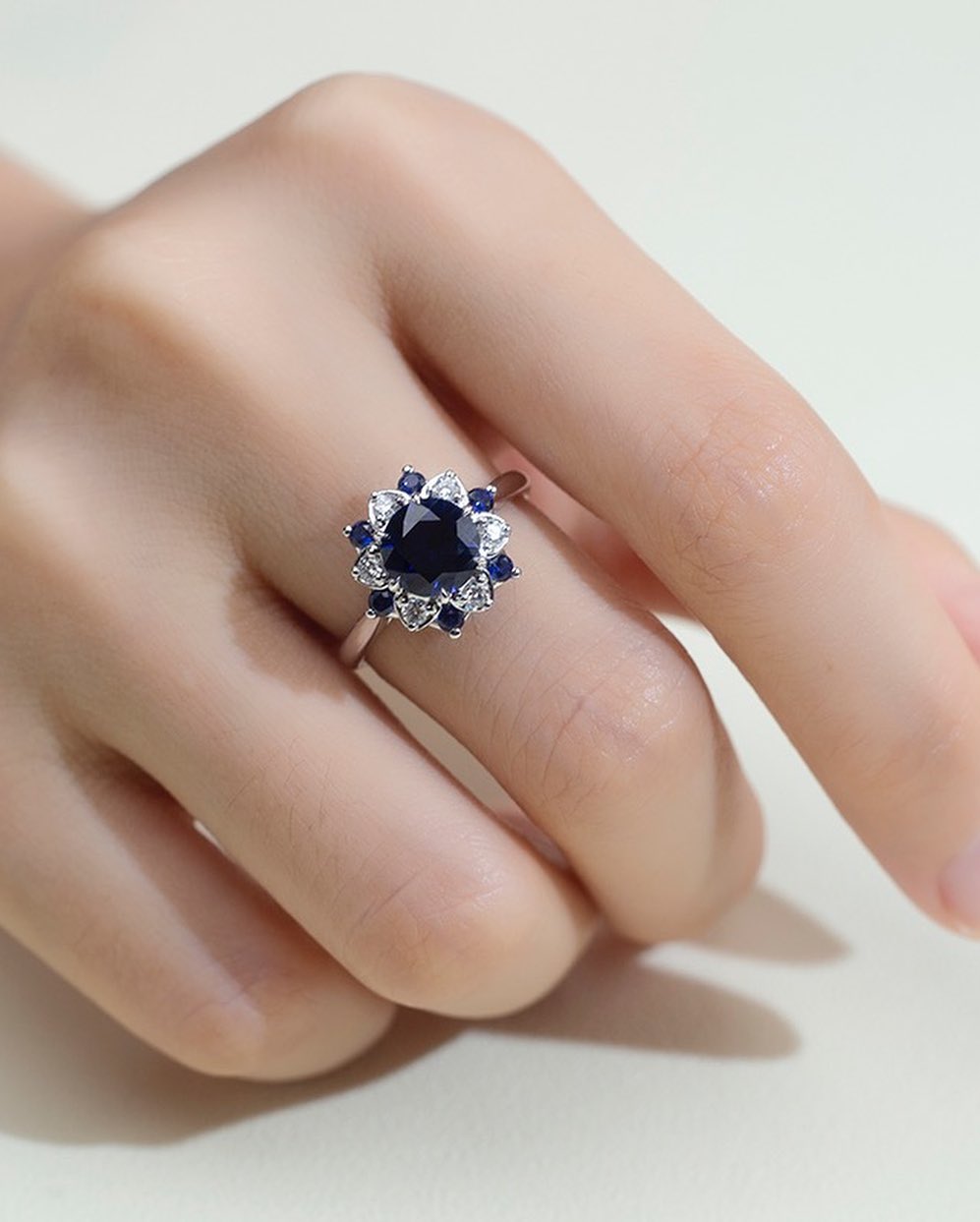 2.2Ct Blue Round Cut Halo Ring | Party Wear Ring | Occasion Ring | Gift For Women