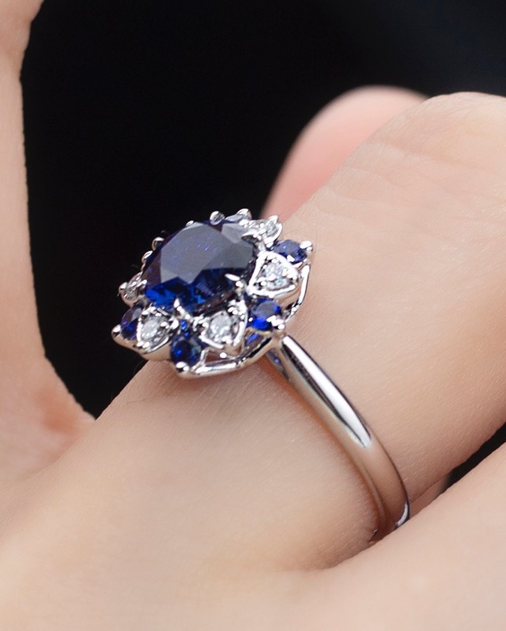 2.2Ct Blue Round Cut Halo Ring | Party Wear Ring | Occasion Ring | Gift For Women