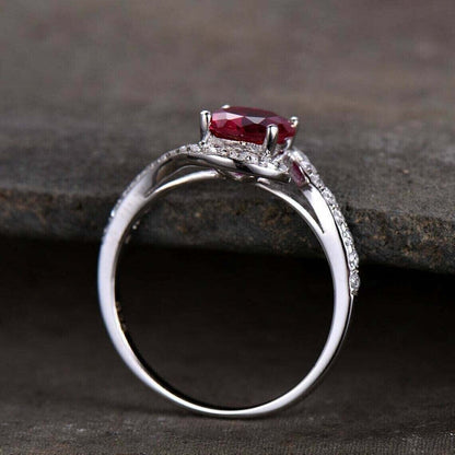 2.77Ct Red Round Cut Tension Ring | Birthday Gift Ring For Women | Jewelry Collection