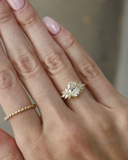 2.5CT White Oval Cut Solitaire Ring | Anniversary Gift Ring | Wings Ring | Customize Ring