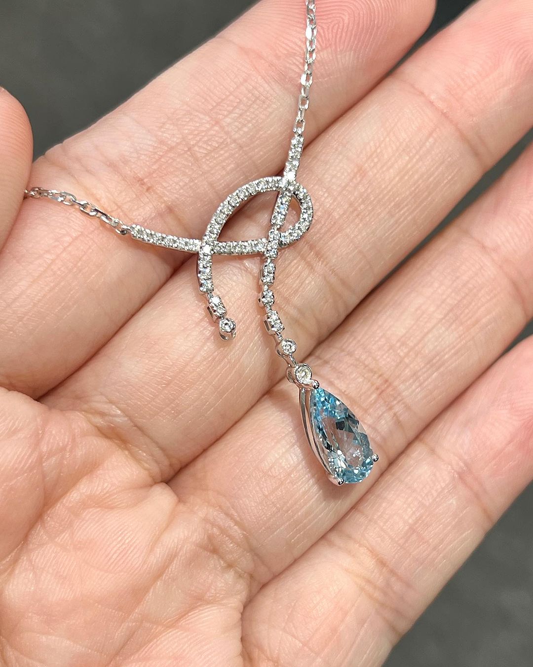 2.80Ct Aquamarine Color Pear Cut Solitaire Pendant | Wedding Pendant For Her | Designer Pendant For Women | Fashion Jewelry