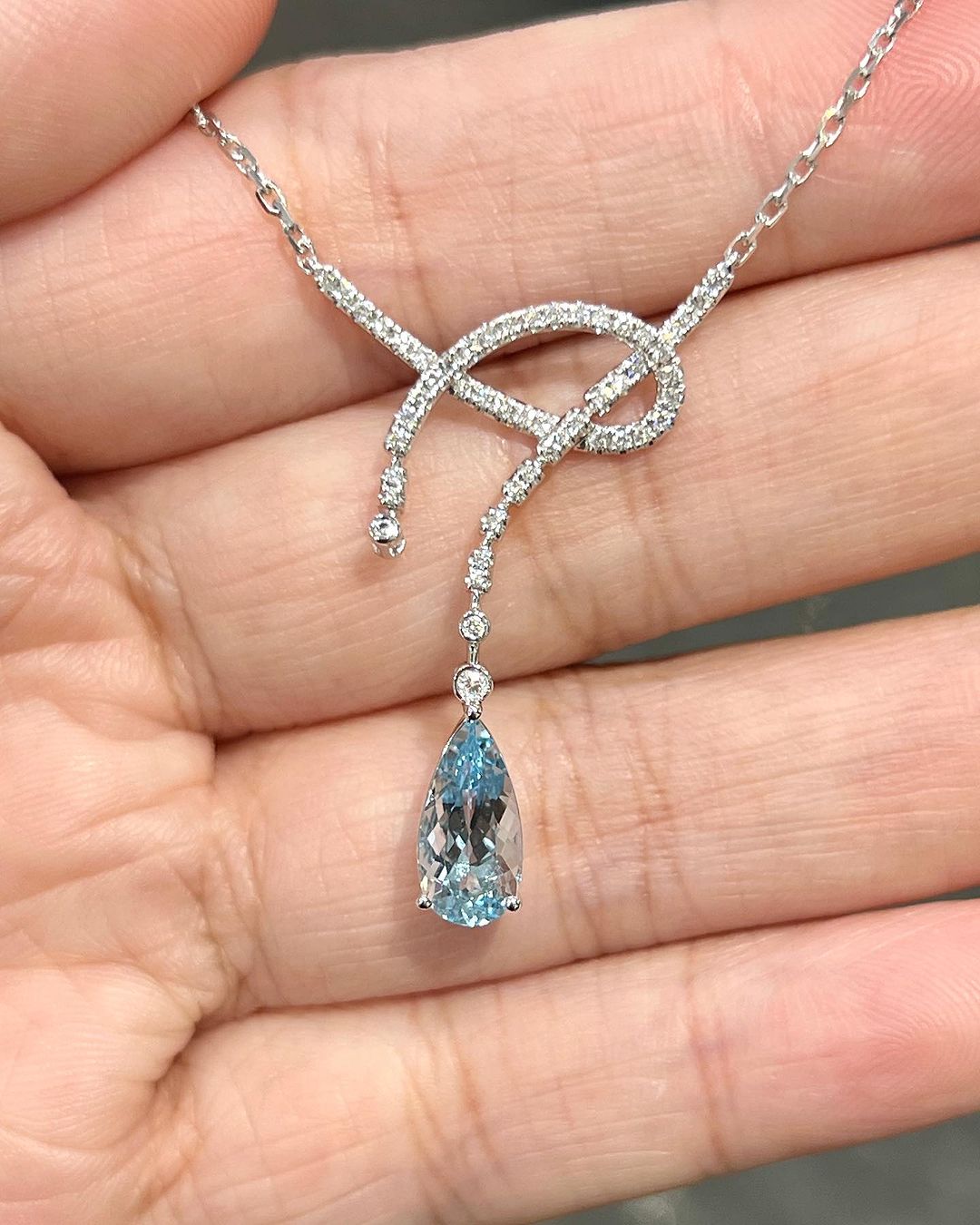 2.80Ct Aquamarine Color Pear Cut Solitaire Pendant | Wedding Pendant For Her | Designer Pendant For Women | Fashion Jewelry