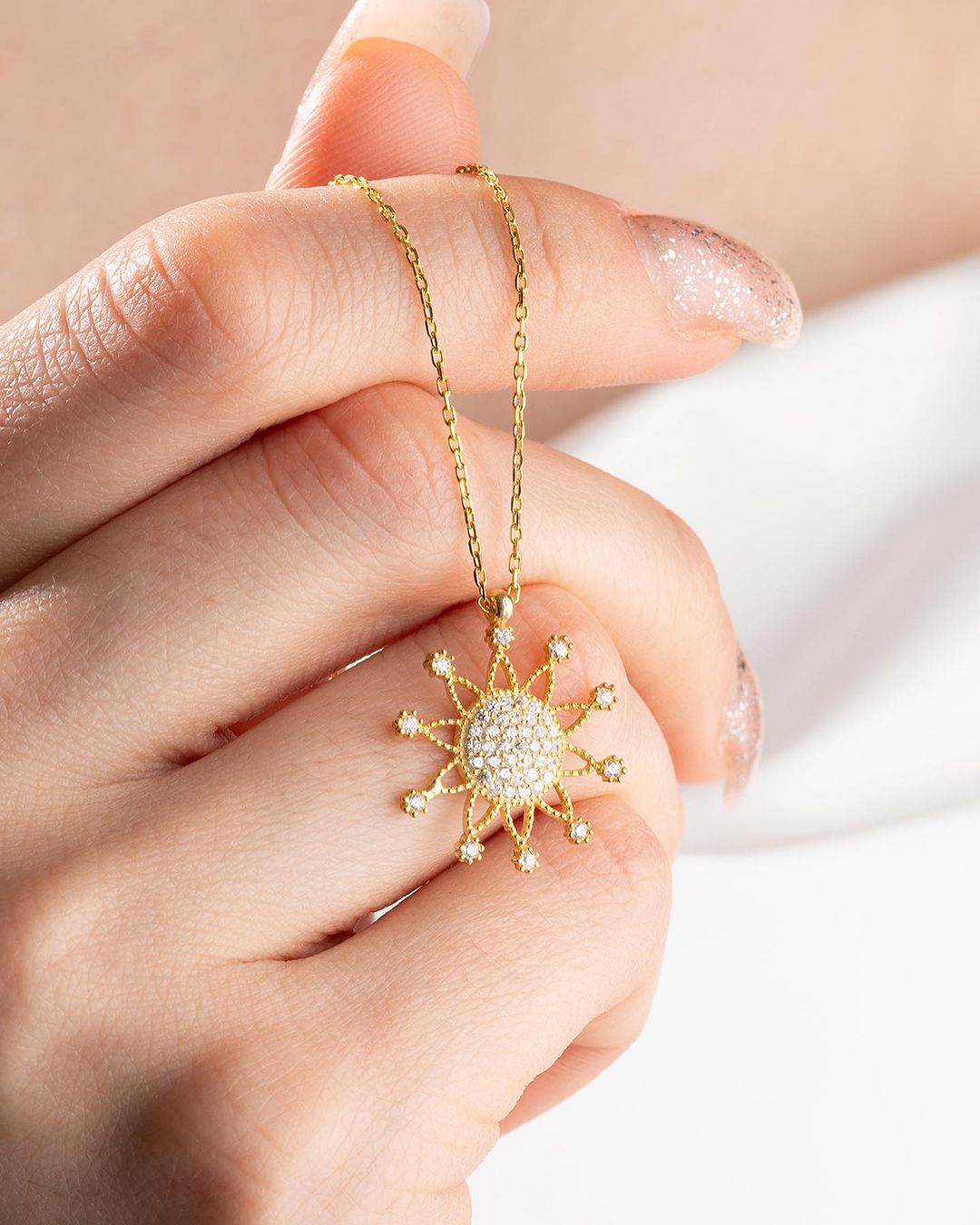 Sun Shape 2.77Ct White Round Cut Cluster Pendant | Special Event Pendant | Casual Wear Pendant | High Quality Jewelry
