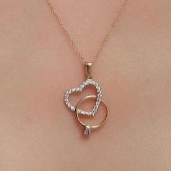 Heart Ring Shape 2.10Ct White Round Cut Pave Pendant | Proposal Gift Pendant For Girlfriend | Anniversary Gift Pendant | Loving And Unique Pendant
