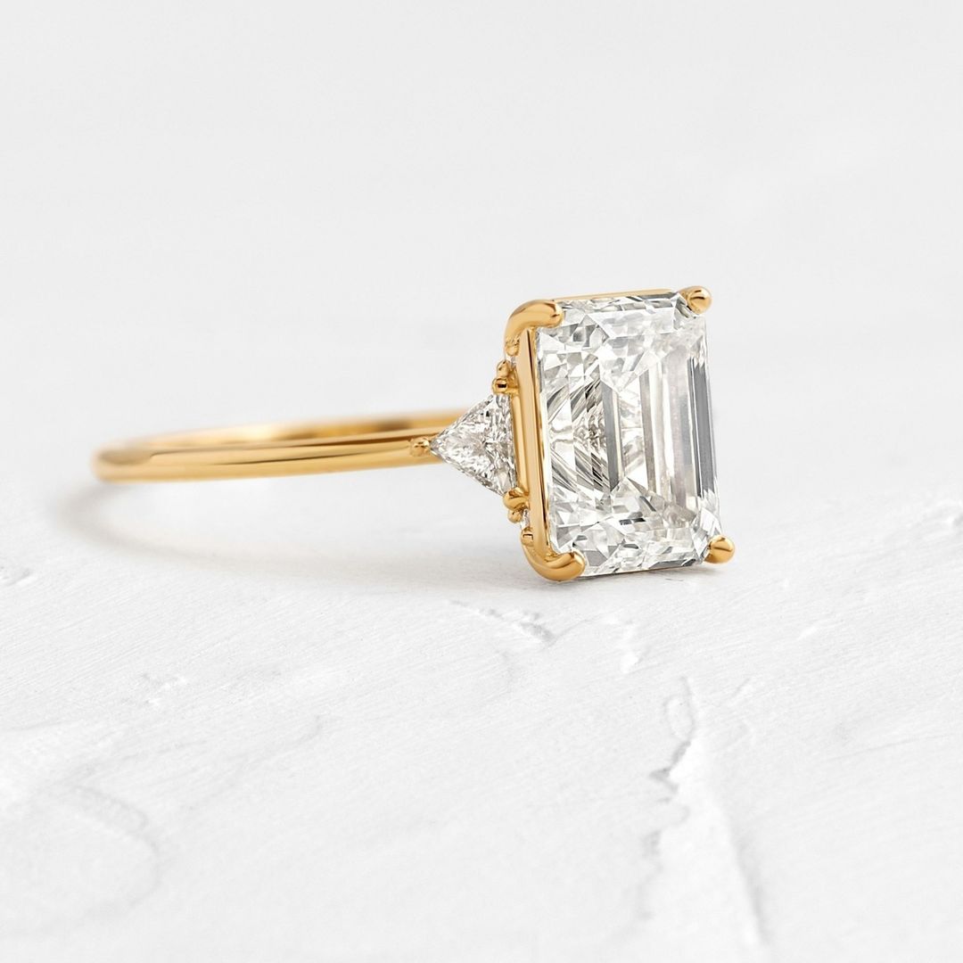 2.8Ct White Emerald Cut Solitaire Ring Set | Anniversary Gift Ring Set For Wife | Proposal Ring Set For Her | Daily Wear Ring Set
