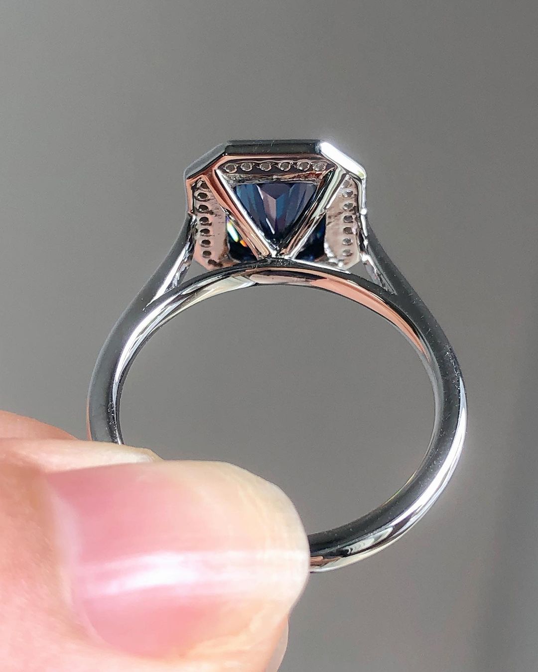 2.95Ct Blue Emerald Cut Bezel Ring | Anniversary Gift Ring | Surprise Gift Ring For Women