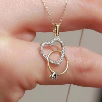Heart Ring Shape 2.10Ct White Round Cut Pave Pendant | Proposal Gift Pendant For Girlfriend | Anniversary Gift Pendant | Loving And Unique Pendant