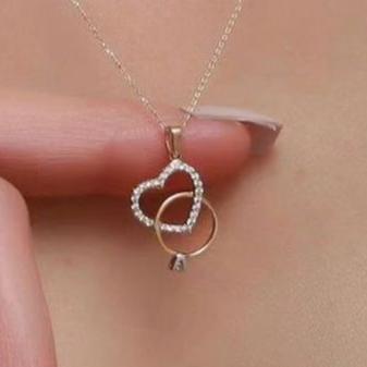 Heart Ring Shape 2.10Ct White Round Cut Pave Pendant | Proposal Gift Pendant For Girlfriend | Anniversary Gift Pendant | Loving And Unique Pendant