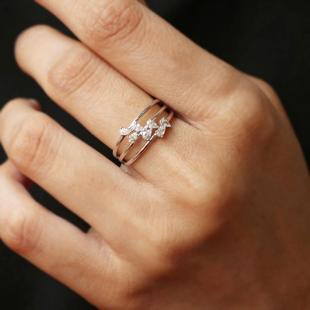 1.2Ct White Pear Cut Prong Ring | Anniversary Ring | Unique Ring | Gift For Wife