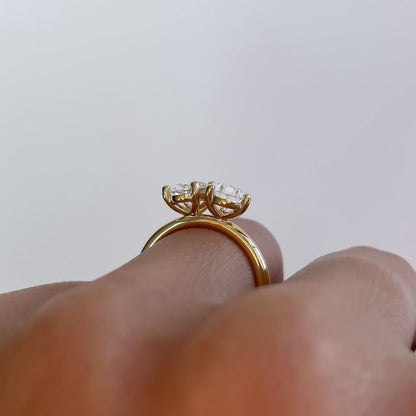 2.4Ct White Oval And Pear Cut Two Stone Ring | Anniversary Gift Ring | Toi Et Moi Ring | Daily Wear Ring