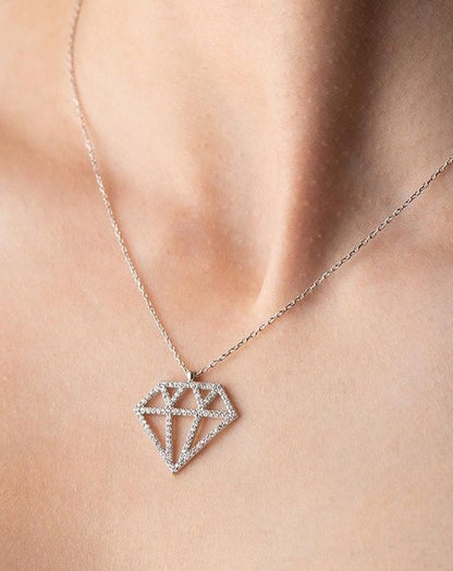 Diamond Model Shape 2.60Ct White Round Cut Pave Pendant | Special Occasion Pendant For Women | Thank You Gift Pendant For Her | Jewelry Collection