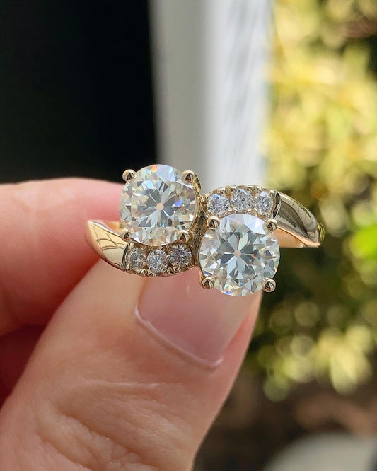 2.80Ct White Round Cut Two Stone Ring | Anniversary Gift Ring | Customize Ring For Women
