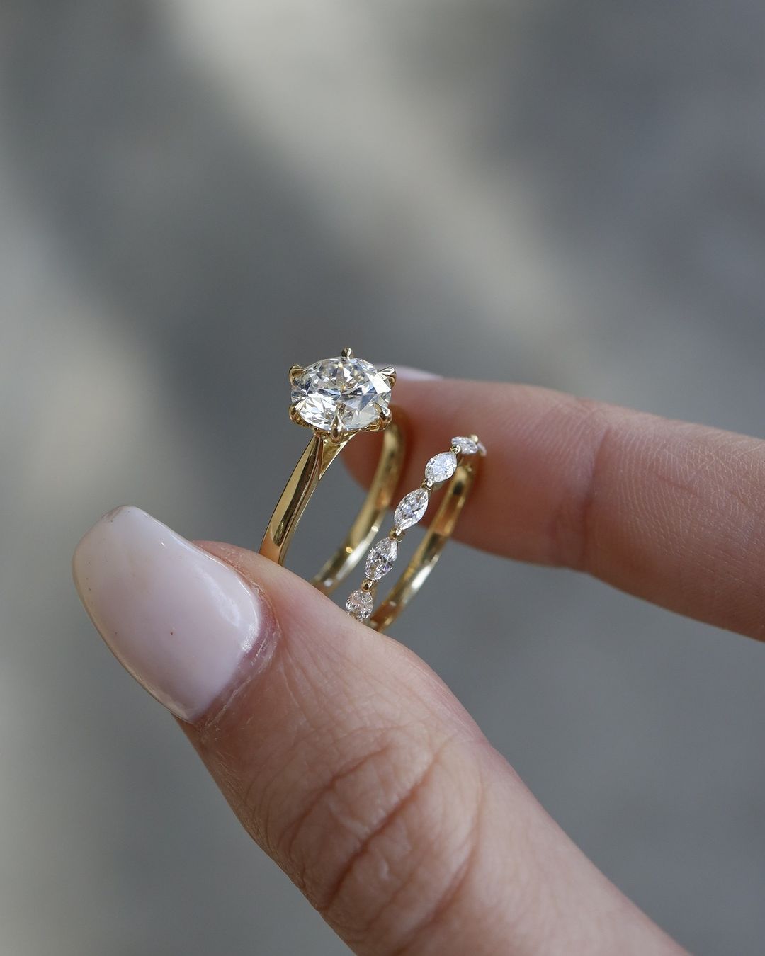 2.4CT White Round Cut Solitaire Ring Set | Engagement Ring Set | Double Band Ring | Timeless Design