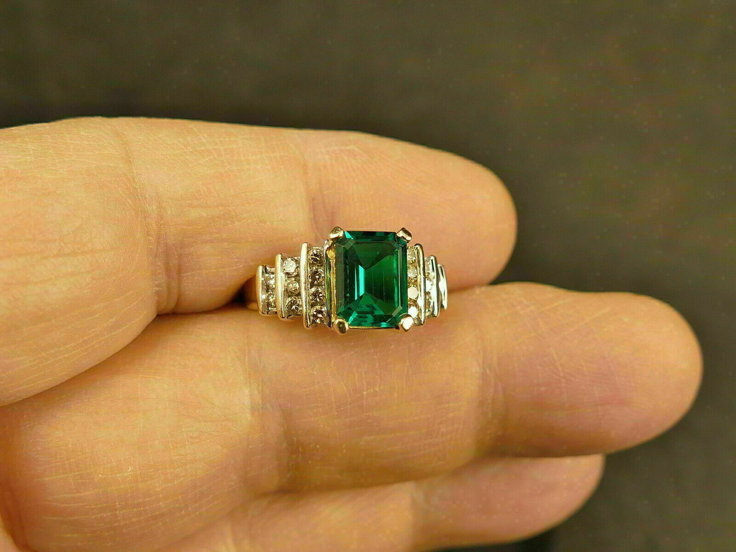 2.98Ct Green Emerald Cut Solitaire Ring | Wedding Ring For Bridal | Party Wear Ring