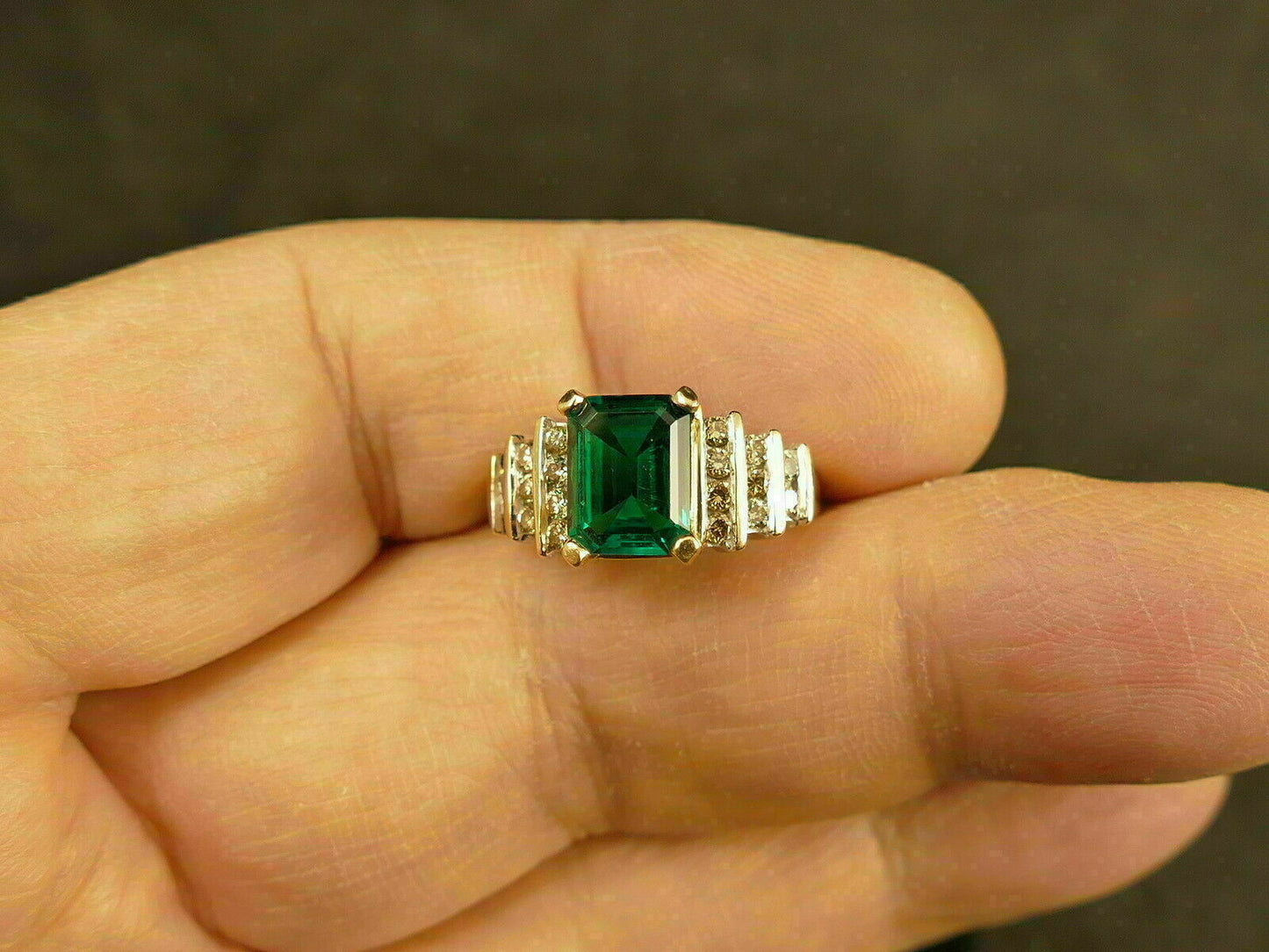 2.98Ct Green Emerald Cut Solitaire Ring | Wedding Ring For Bridal | Party Wear Ring