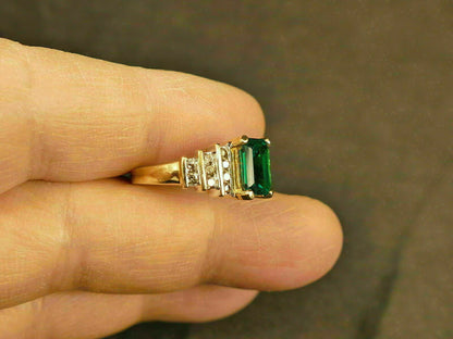 2.98Ct Green Emerald Cut Solitaire Ring | Wedding Ring For Bridal | Party Wear Ring