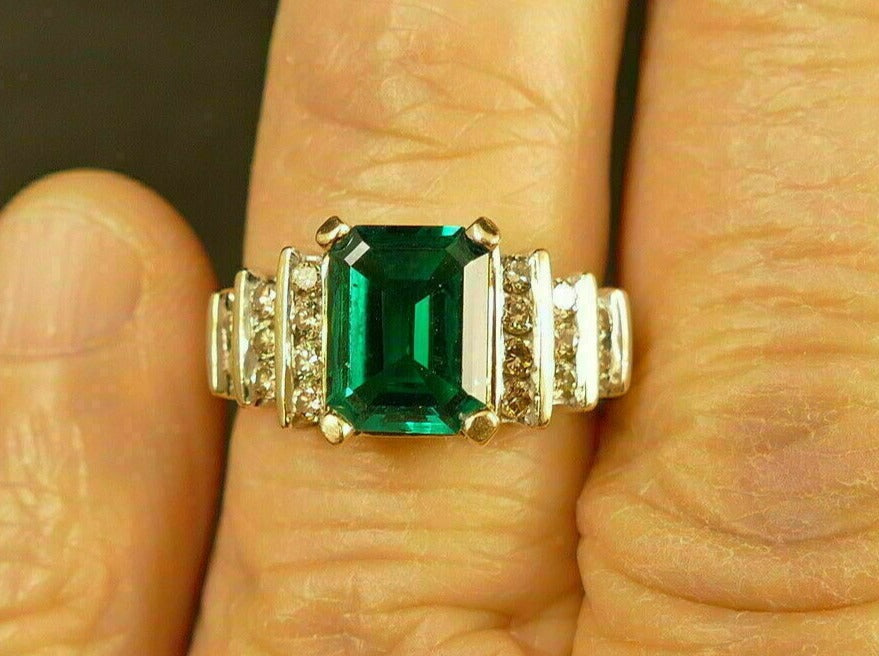 2.98Ct Green Emerald Cut Solitaire Ring | Wedding Ring For Bridal | Party Wear Ring