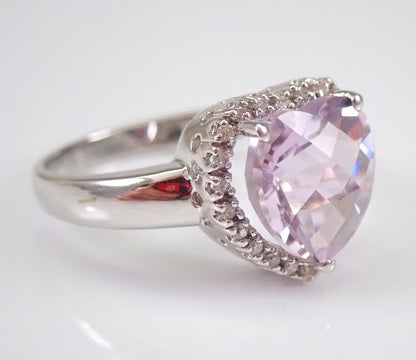 2.88Ct Light Pink Heart Cut Halo Ring | Proposal Ring | Promise Ring | Anniversary Gift Ring For Wife