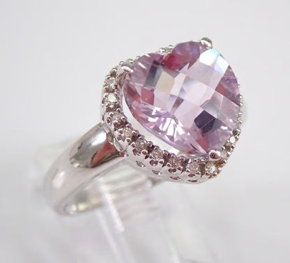 2.88Ct Light Pink Heart Cut Halo Ring | Proposal Ring | Promise Ring | Anniversary Gift Ring For Wife