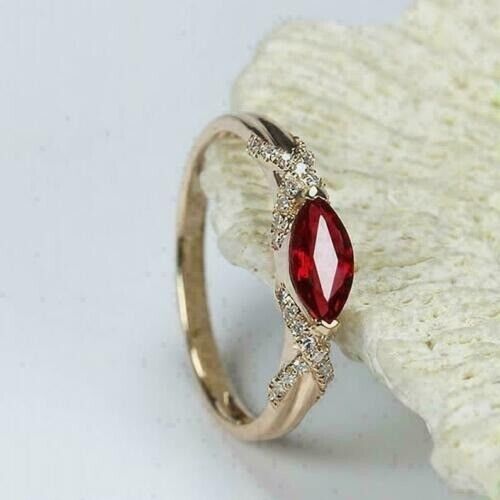 2.55Ct Red Marquise Cut Solitaire Ring |Perfect Wedding Ring For Women | Bride To Be
