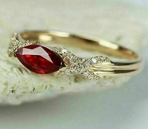 2.55Ct Red Marquise Cut Solitaire Ring |Perfect Wedding Ring For Women | Bride To Be