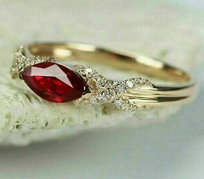 2.55Ct Red Marquise Cut Solitaire Ring |Perfect Wedding Ring For Women | Bride To Be