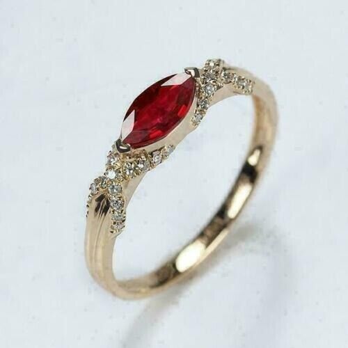 2.55Ct Red Marquise Cut Solitaire Ring |Perfect Wedding Ring For Women | Bride To Be