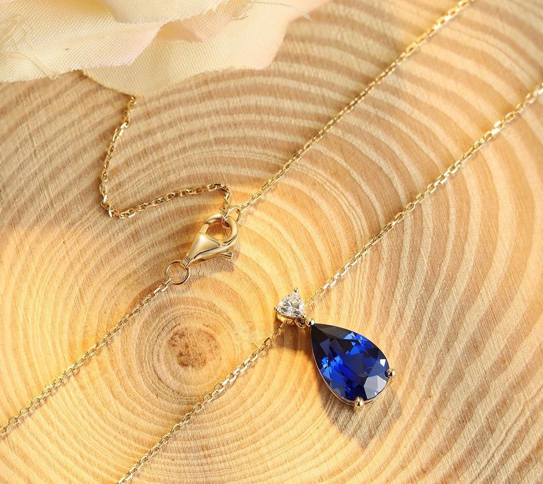 2.80Ct Blue Pear Cut Solitaire Pendant | Engagement Gift Pendant For Her | Everyday Elegance Pendant For Women | Jewelry Collection