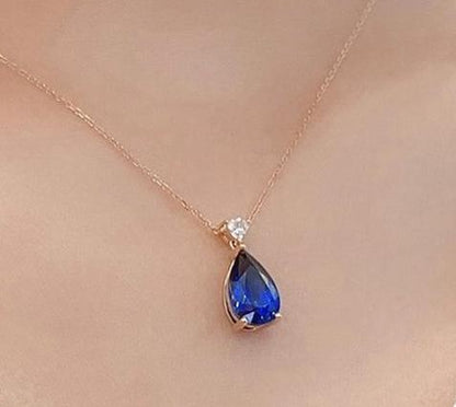2.80Ct Blue Pear Cut Solitaire Pendant | Engagement Gift Pendant For Her | Everyday Elegance Pendant For Women | Jewelry Collection